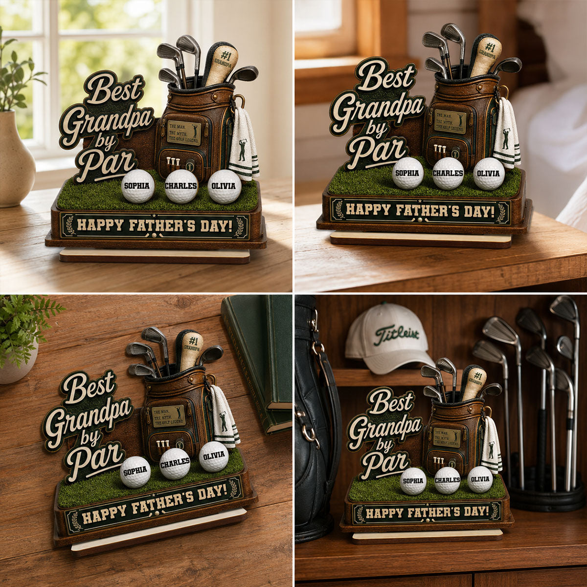 Best Grandpa By Par Custom Kid Name - Personalized 2-Layered Wooden Plaque - Father's Day Gift For Golf Grandpa, Dad, Husband
