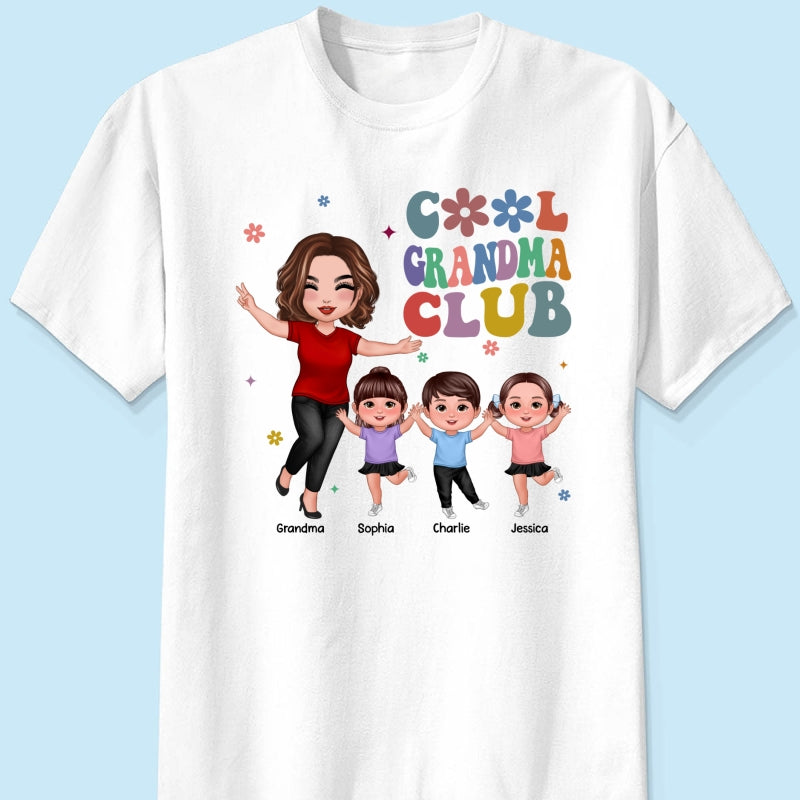 Cool Grandma Club Happy Doll Grandma Kids Personalized Shirt