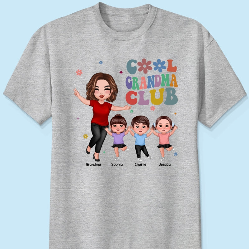 Cool Grandma Club Happy Doll Grandma Kids Personalized Shirt