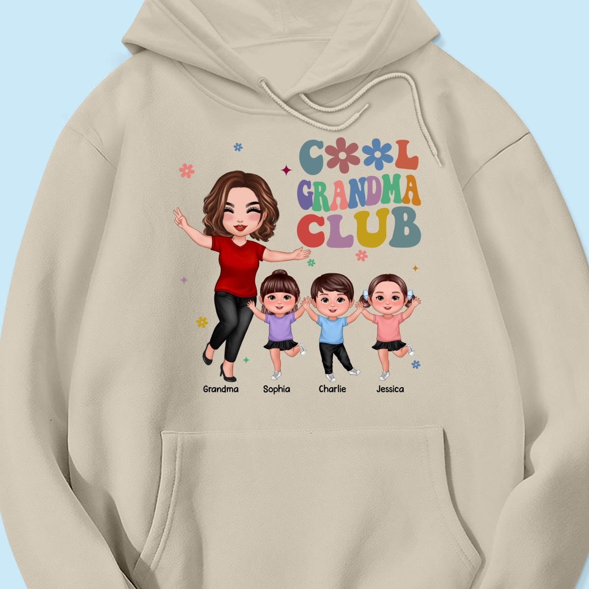 Cool Grandma Club Happy Doll Grandma Kids Personalized Shirt