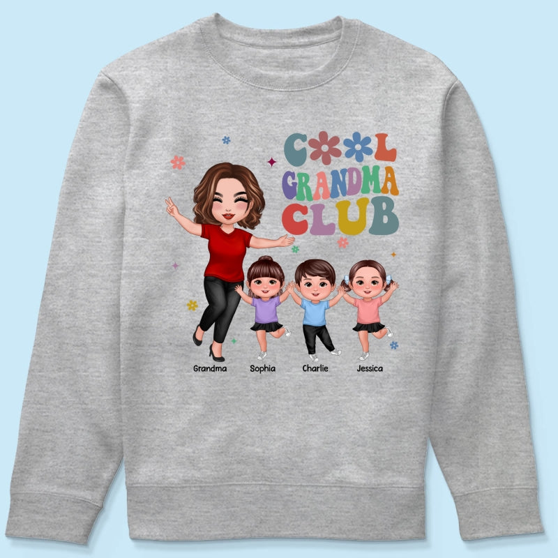 Cool Grandma Club Happy Doll Grandma Kids Personalized Shirt