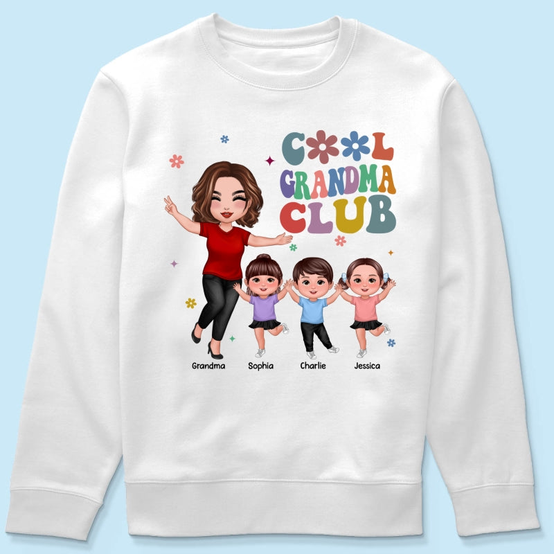 Cool Grandma Club Happy Doll Grandma Kids Personalized Shirt