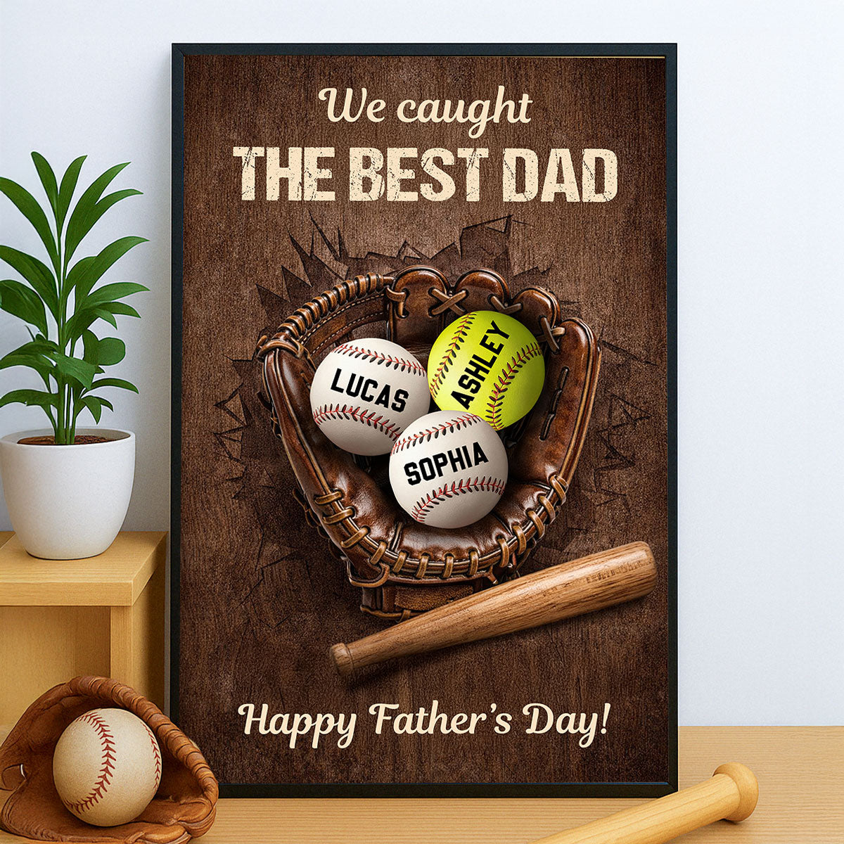 Happy Father's Day Baseball Dad - Personalized Poster - Heartfelt Father's Day Gift for Dad, Husband