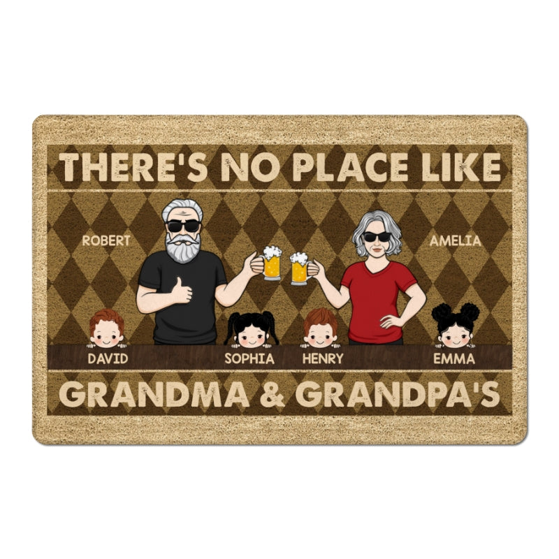 Rhombus Pattern No Place Like Grandparents House Personalized Doormat