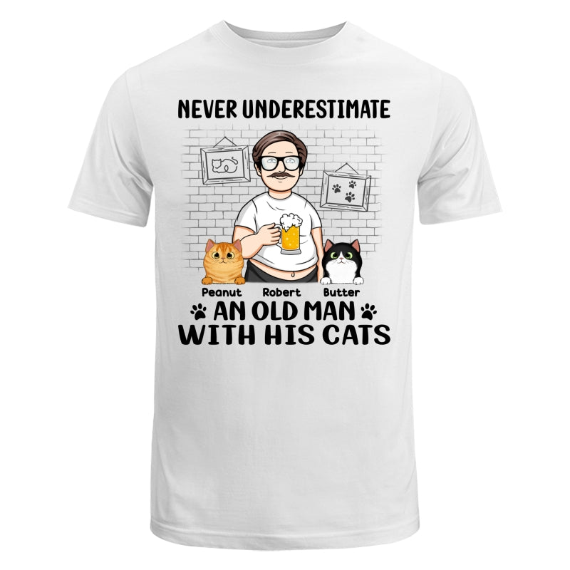 Funny Cartoon Man Never Underestimate An Old Man With Cats Personalized Shirt