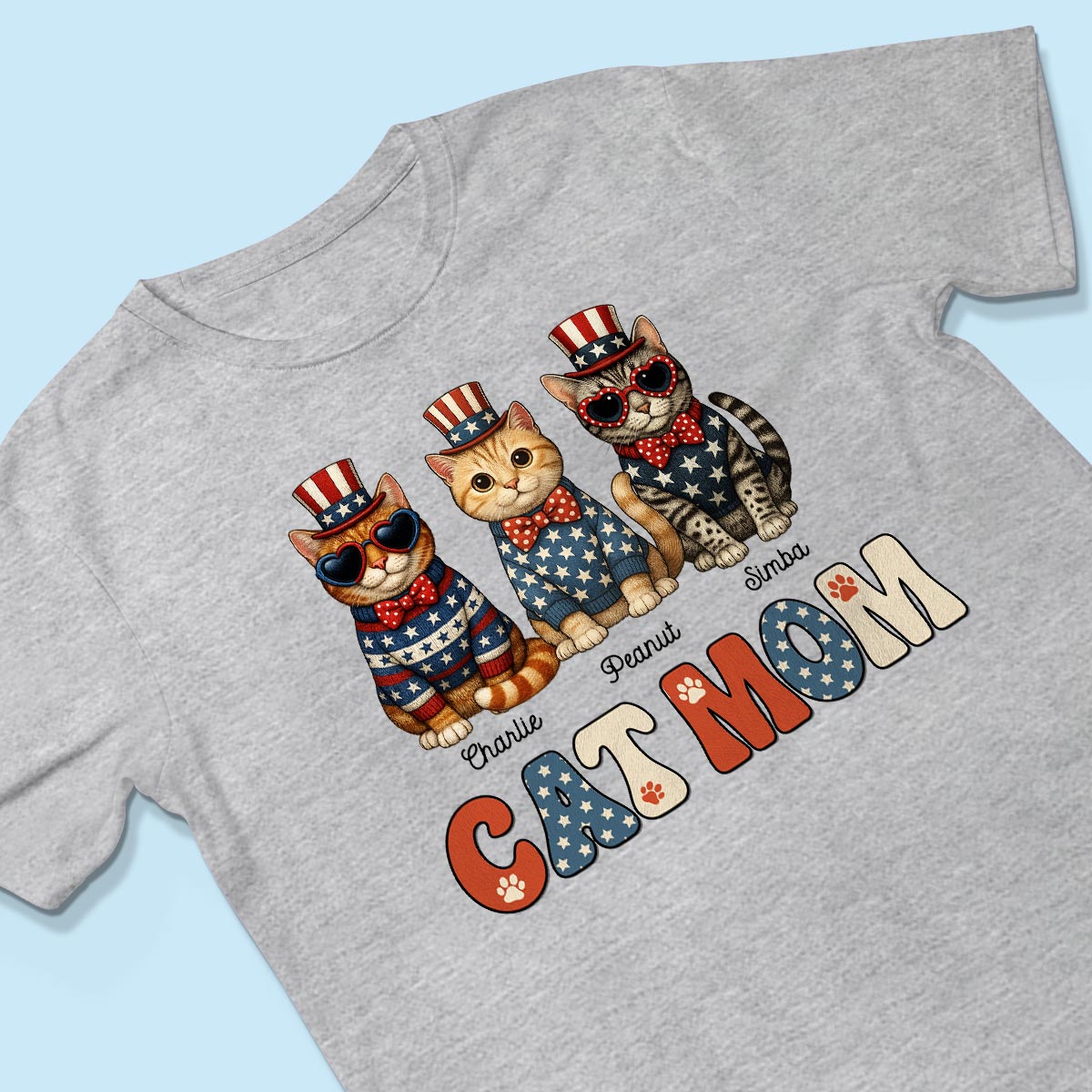 Retro Vintage Cat Mom 4th Of July Personalized Shirt