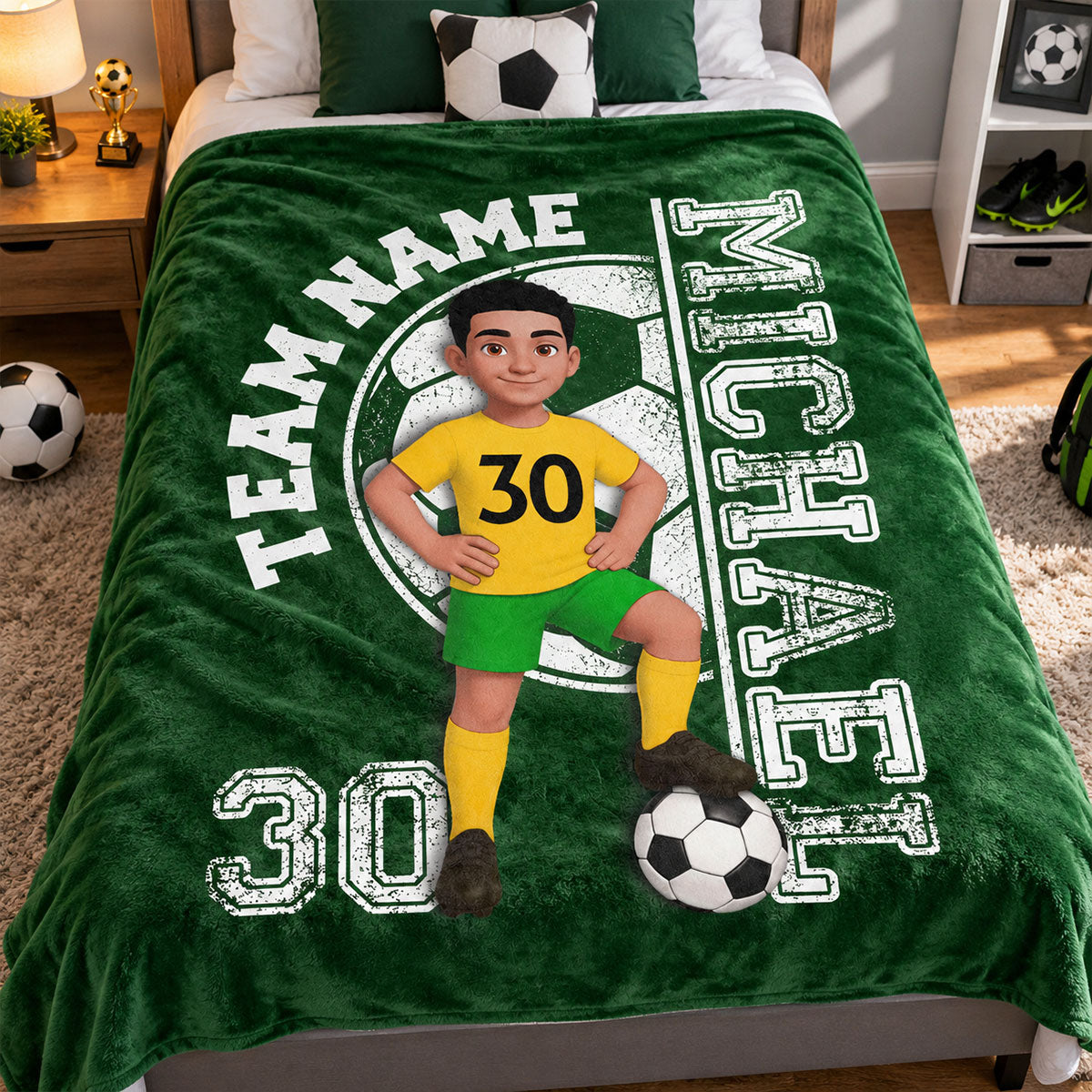 Custom Team Name Soccer Player - Personalized Fleece Blanket - Soccer Senior Gift, Christmas Gift for Daughter, Son, Grandkids