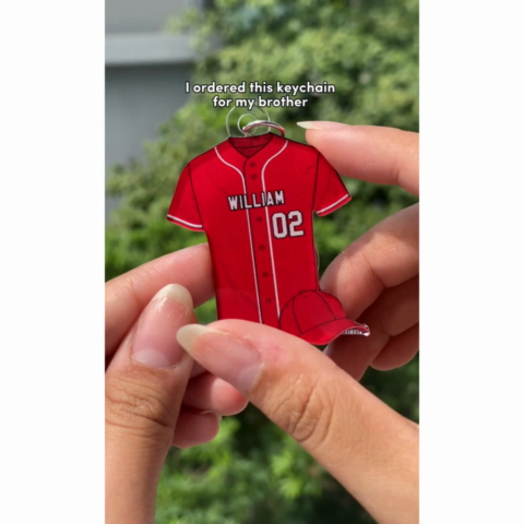 Baseball Shirt Personalized Acrylic Keychain, Gift For Son, Husband
