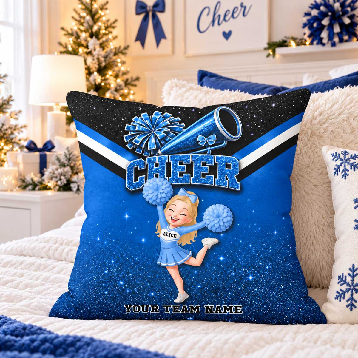 Proud Cheerleader Custom Name And Team Name - Personalized Pillow - Christmas Gift For Cheerleaders, Daughter, Granddaughter