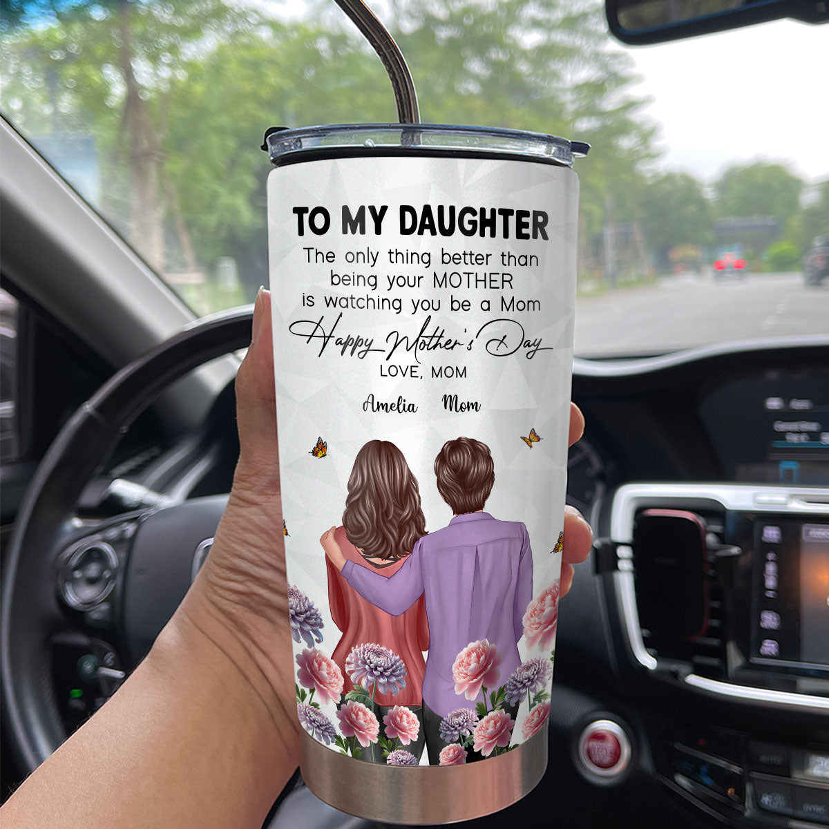 To My Daughter From Mom Happy Mother's Day Birth Flower Personalized Tumbler, Gift For Daughter