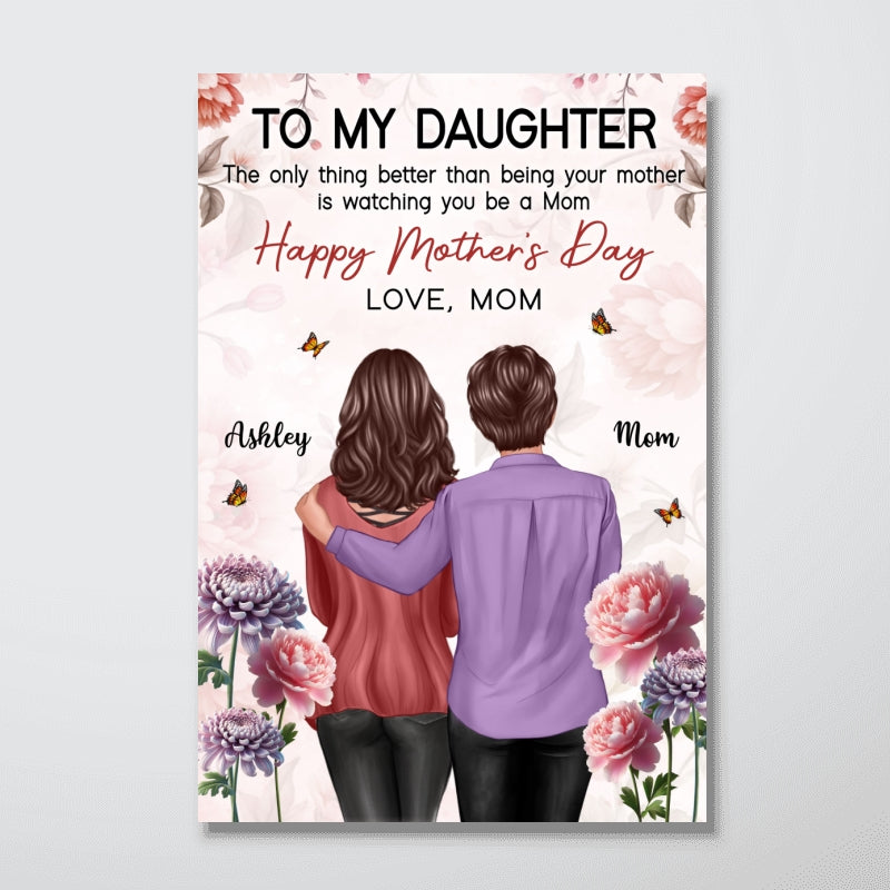 To My Daughter From Mom Birth Month Flower Floral Pink Tone - Personalized Poster - Mother's Day Gift