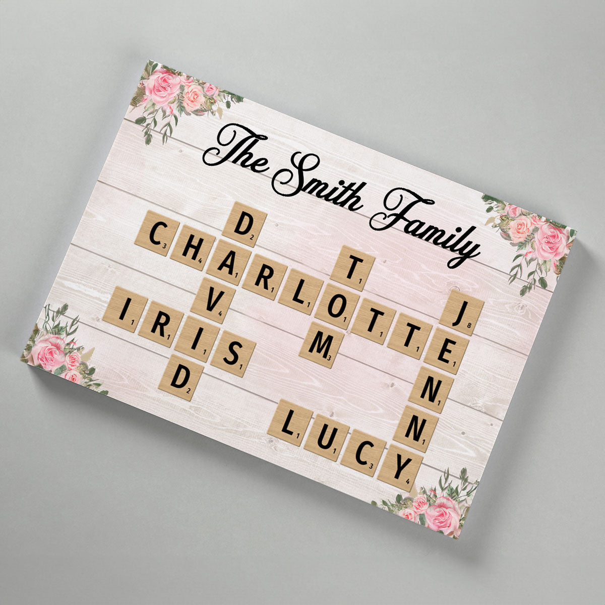 Family Crossword Puzzle Art Personalized Canvas Prints, Gift For Mom, Grandma