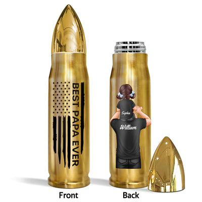 Best Dad Ever Nation Flag Piggy Back Man & Kid Gift For Husband Father Figures Personalized Bullet Tumbler