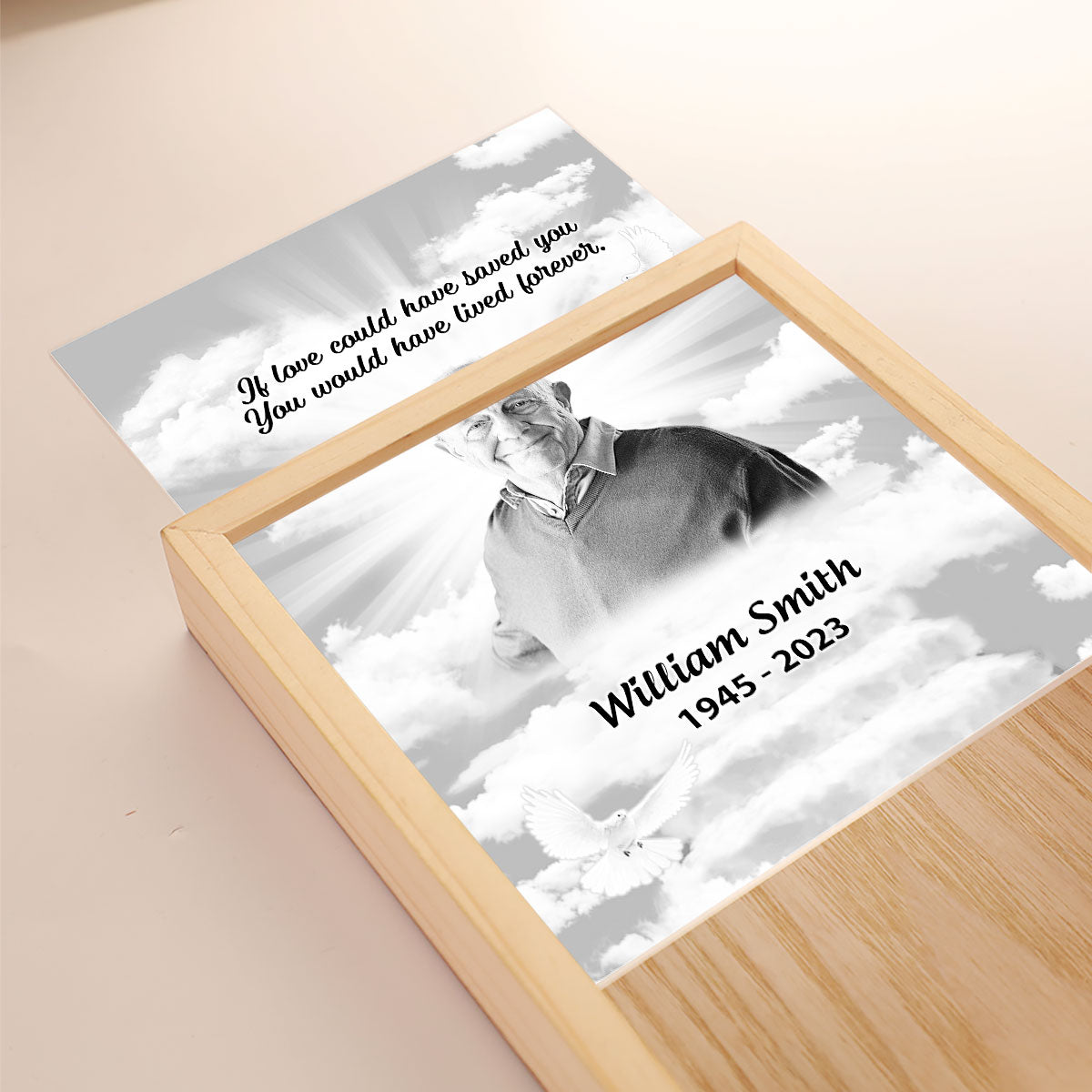 A Big Piece Of My Heart Lives In Heaven, Memorial Sympathy Gift, Personalized Luminous Frame Light Box, LED Night Light