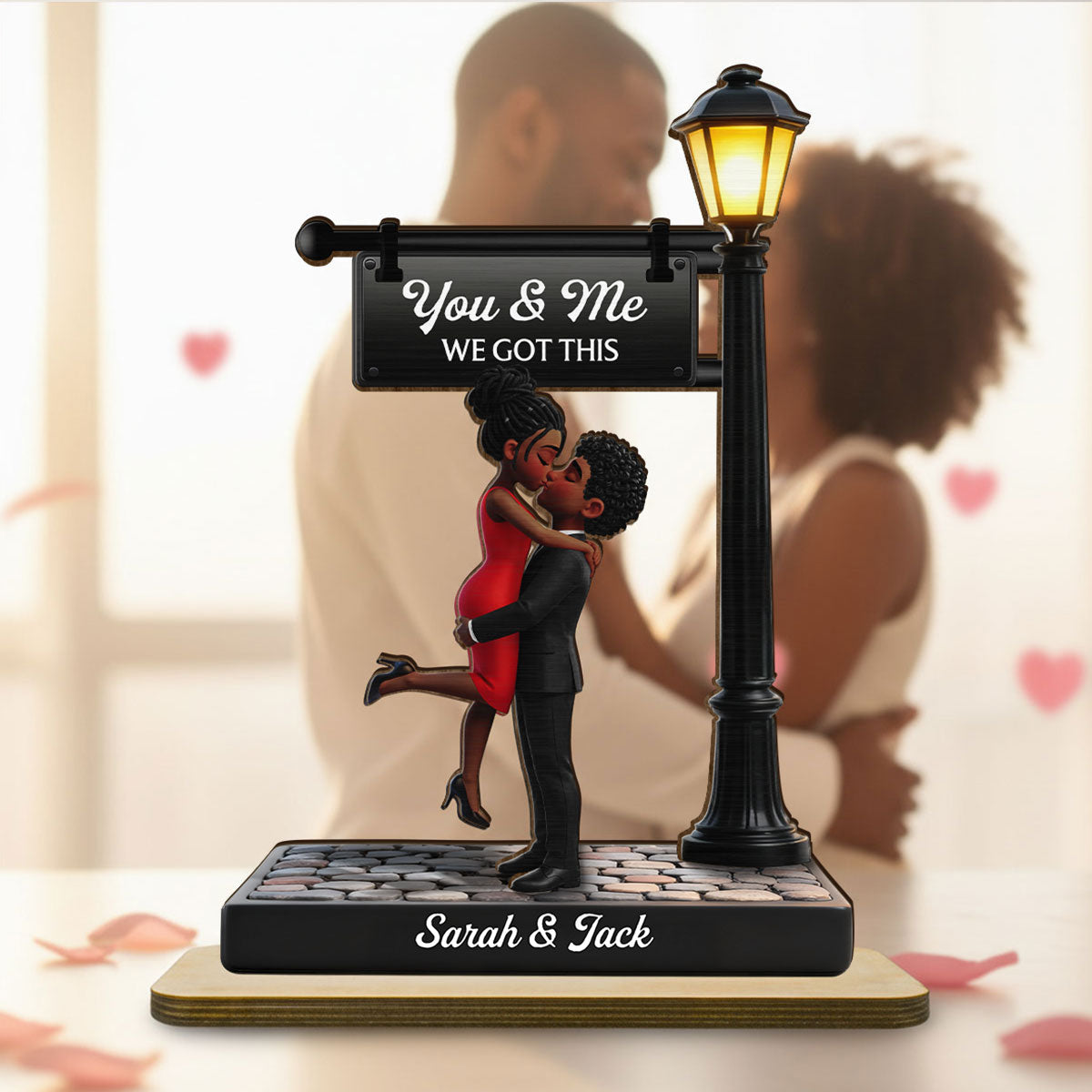 Eternal Love Love Under The Light - Personalized 2-Layered Wooden Plaque - Heartfelt Valentine's Day Gift For Couple, For Him, For Her