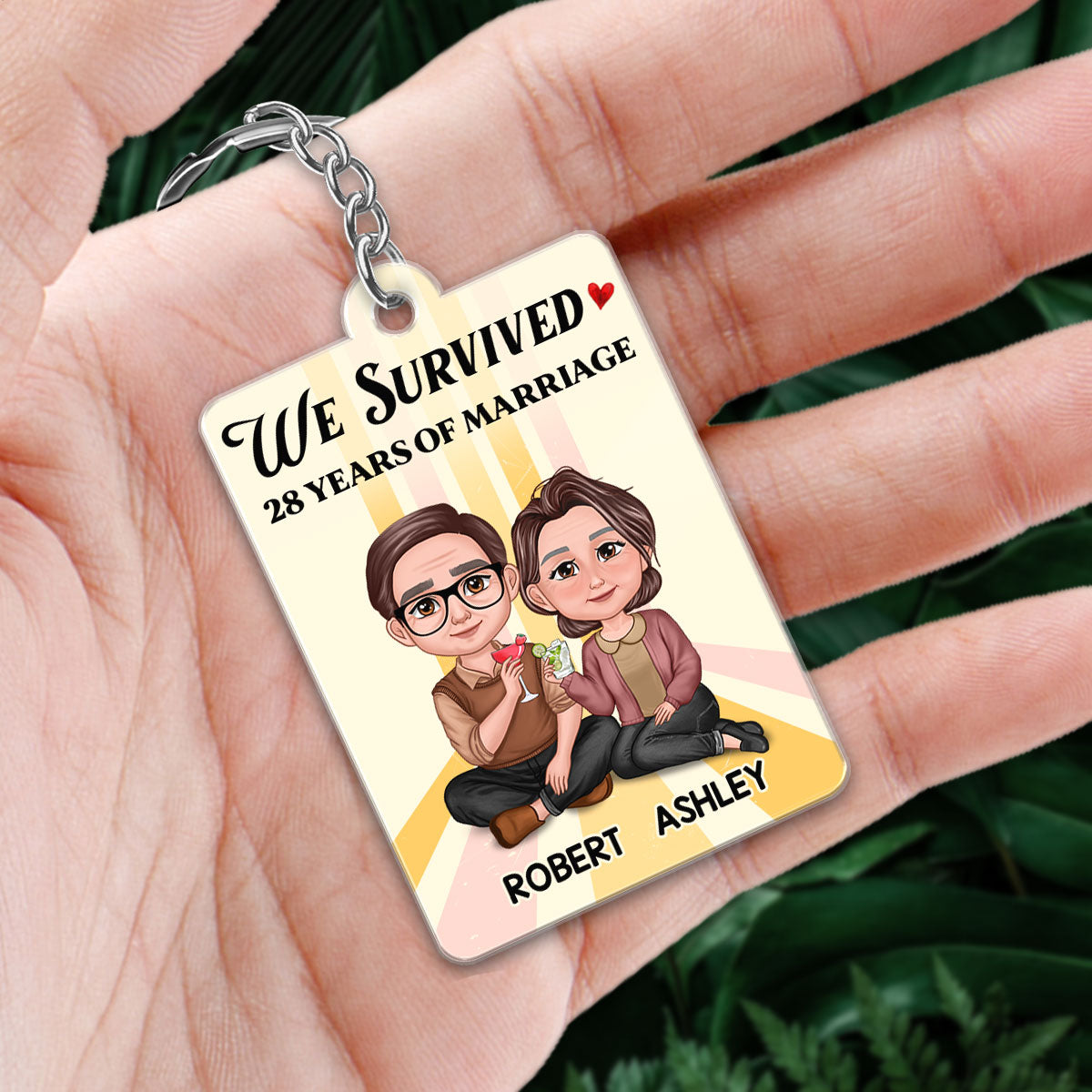 Survived Many Years Of Marriage Old Couple Anniversary Favorite Song QR Code Personalized Acrylic Keychain