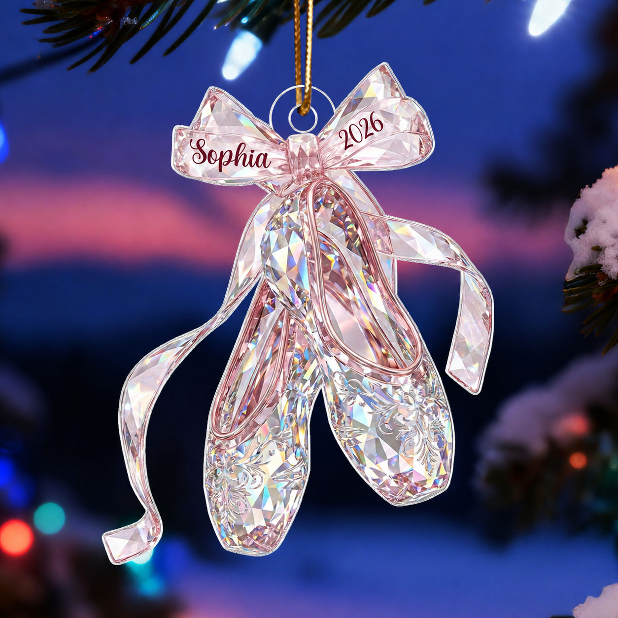 Ballet Shoes Crystal Effect - Personalized Acrylic Ornament - Unique Christmas Gift For Kid