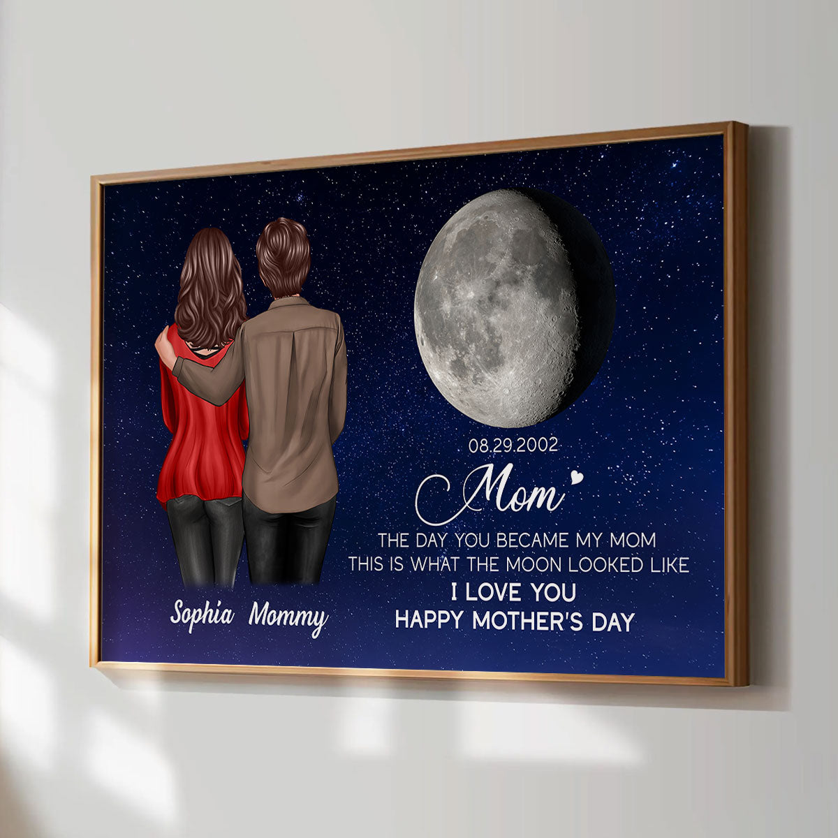 Custom Birthday Moon Phase The Day You Became My Mom Personalized Poster, Gift For Mom