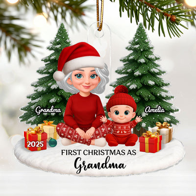 First Christmas With New Baby – Personalized Acrylic Ornament - Chritsmas Gift for Grandparent, Dad Mom, Big Sister, Big Brother