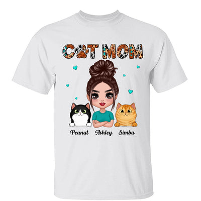 Teal And Leopard Doll Cat Mom Personalized Shirt