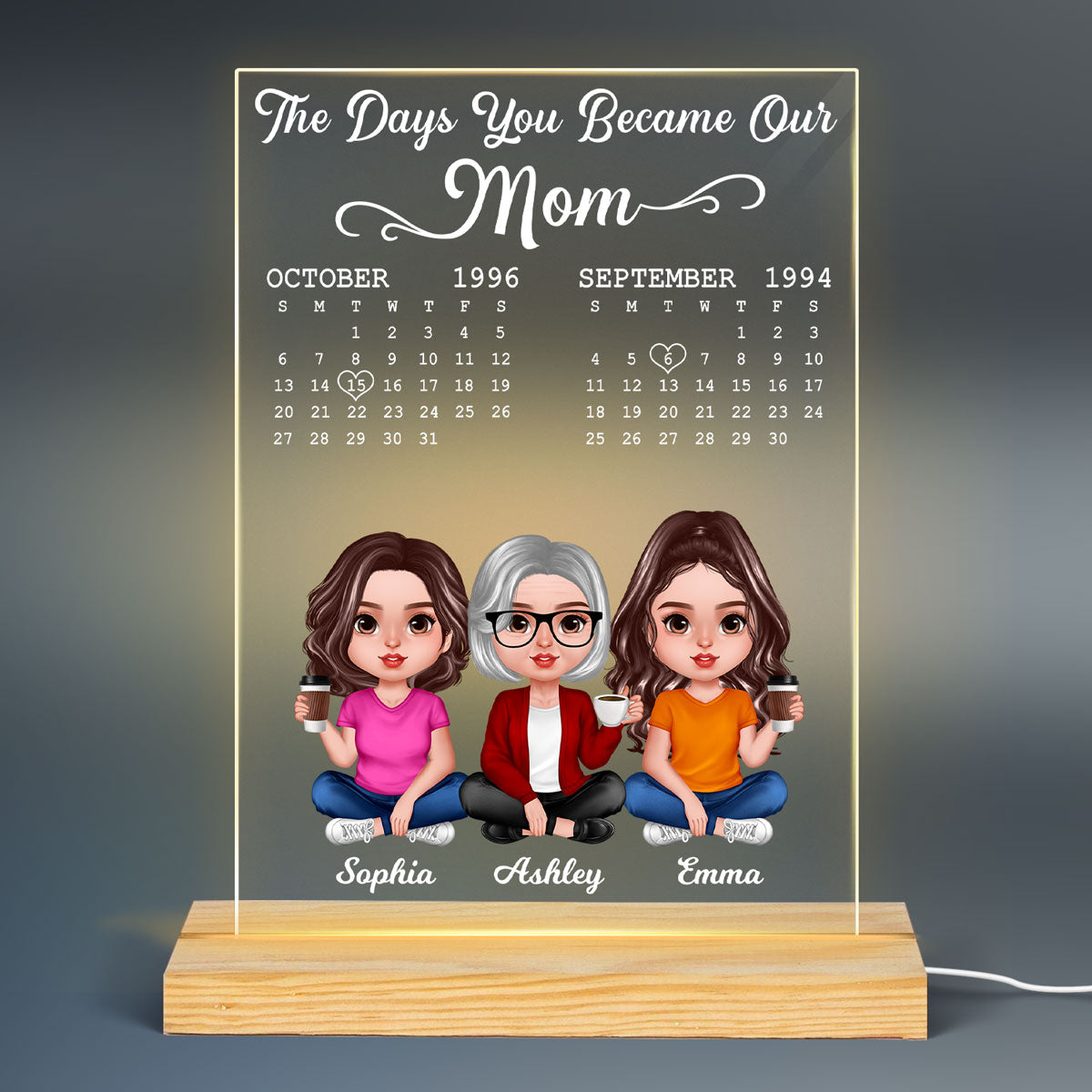 The Day You Became Our Mom Personalized Acrylic LED Night Light