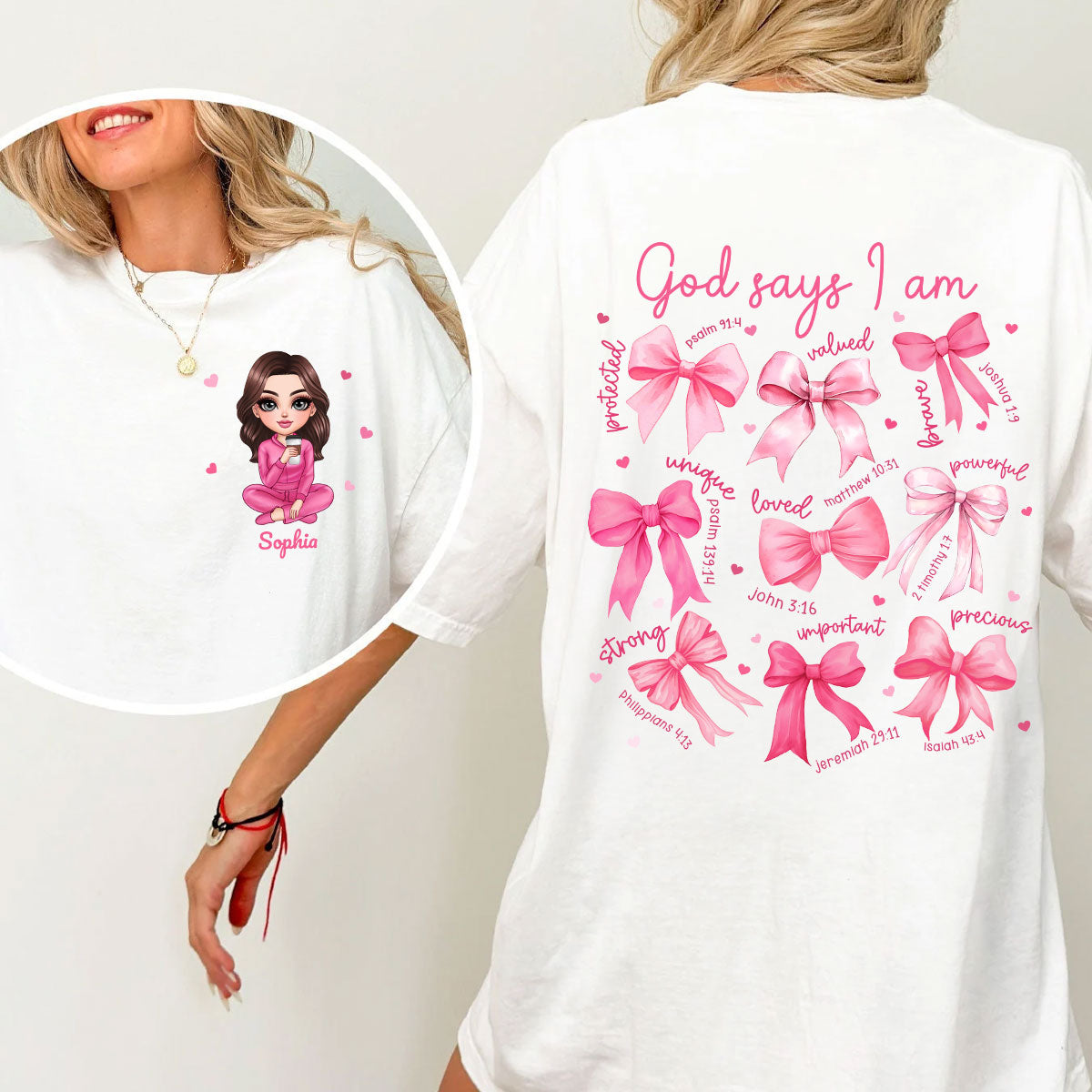 God Says I Am You Are Coquette Bow Personalized Double Sided Sweatshirt, Birthday  Gift For Her, For Bestie