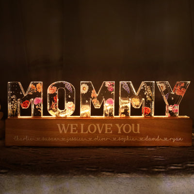 Custom Flower Printed LED Night Light, Birth Month Flower, Gift For Mom, For Grandma, For Wife