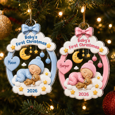 Baby’s First Christmas Sleeping Baby 2D Flat – Personalized Acrylic Ornament - Christmas Keepsake