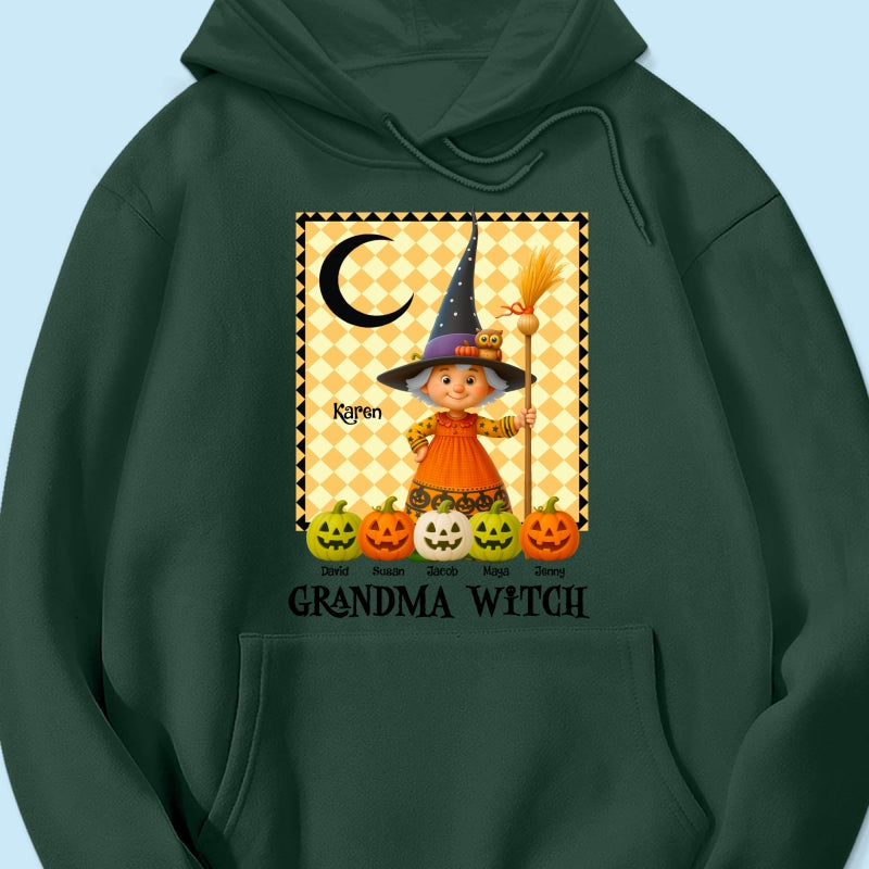 Grandma Witch Pumpkin Personalized Sweatshirt, Halloween Cozy Fall Sweatshirt for Grandma
