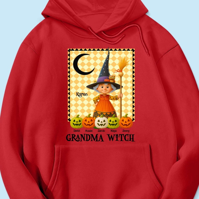 Grandma Witch Pumpkin Personalized Sweatshirt, Halloween Cozy Fall Sweatshirt for Grandma