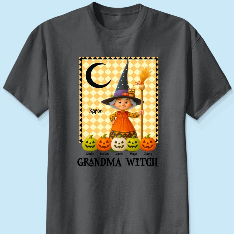 Grandma Witch Pumpkin Personalized Sweatshirt, Halloween Cozy Fall Sweatshirt for Grandma