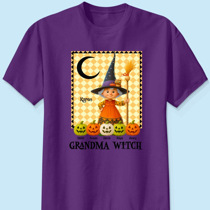 Grandma Witch Pumpkin Personalized Sweatshirt, Halloween Cozy Fall Sweatshirt for Grandma