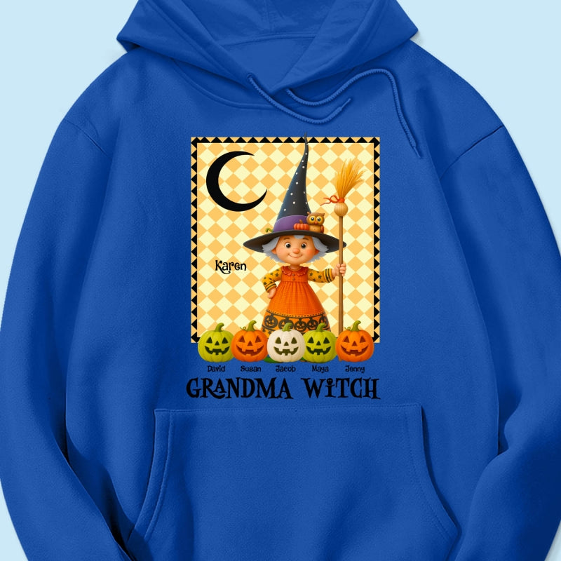 Grandma Witch Pumpkin Personalized Sweatshirt, Halloween Cozy Fall Sweatshirt for Grandma