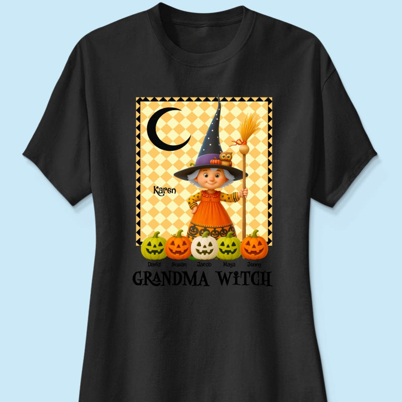 Grandma Witch Pumpkin Personalized Sweatshirt, Halloween Cozy Fall Sweatshirt for Grandma