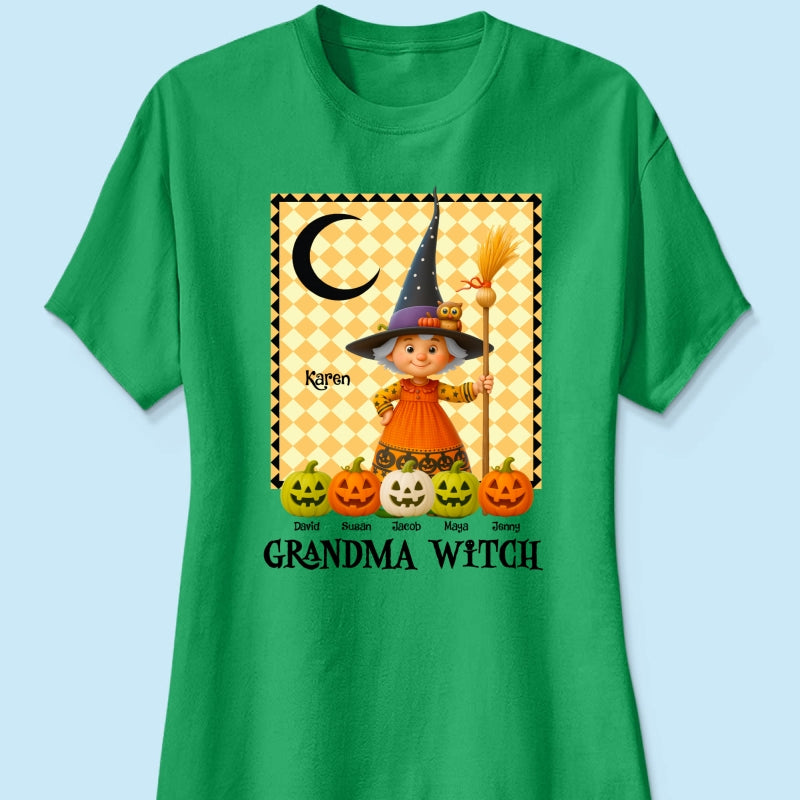 Grandma Witch Pumpkin Personalized Sweatshirt, Halloween Cozy Fall Sweatshirt for Grandma