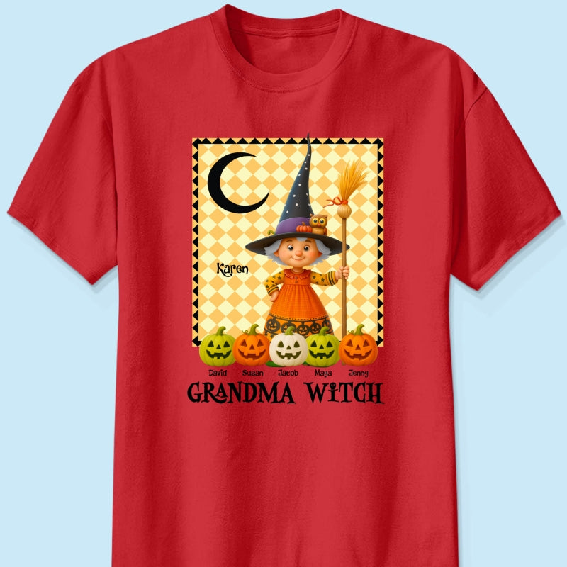 Grandma Witch Pumpkin Personalized Sweatshirt, Halloween Cozy Fall Sweatshirt for Grandma
