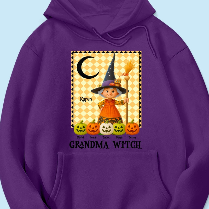 Grandma Witch Pumpkin Personalized Sweatshirt, Halloween Cozy Fall Sweatshirt for Grandma