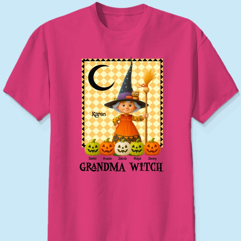 Grandma Witch Pumpkin Personalized Sweatshirt, Halloween Cozy Fall Sweatshirt for Grandma