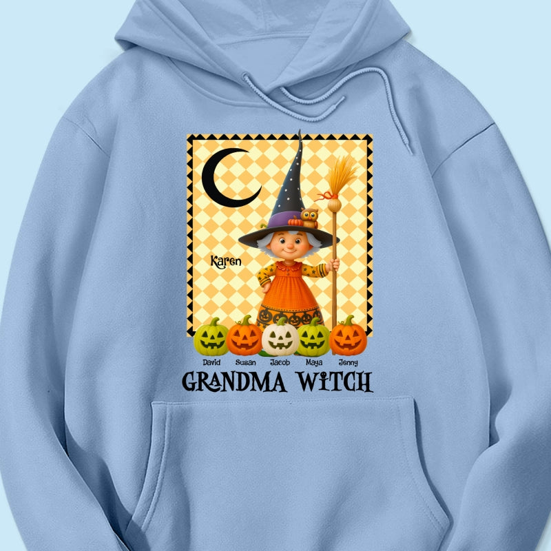Grandma Witch Pumpkin Personalized Sweatshirt, Halloween Cozy Fall Sweatshirt for Grandma