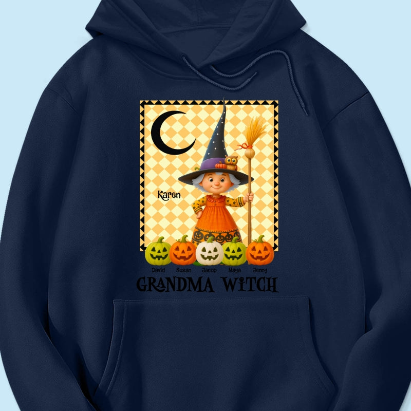 Grandma Witch Pumpkin Personalized Sweatshirt, Halloween Cozy Fall Sweatshirt for Grandma