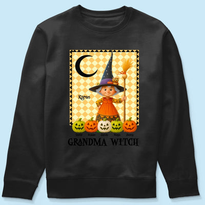 Grandma Witch Pumpkin Personalized Sweatshirt, Halloween Cozy Fall Sweatshirt for Grandma