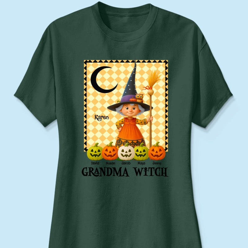 Grandma Witch Pumpkin Personalized Sweatshirt, Halloween Cozy Fall Sweatshirt for Grandma