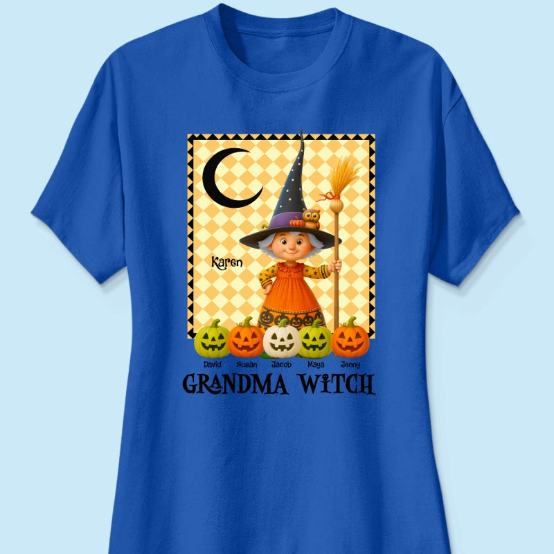 Grandma Witch Pumpkin Personalized Sweatshirt, Halloween Cozy Fall Sweatshirt for Grandma