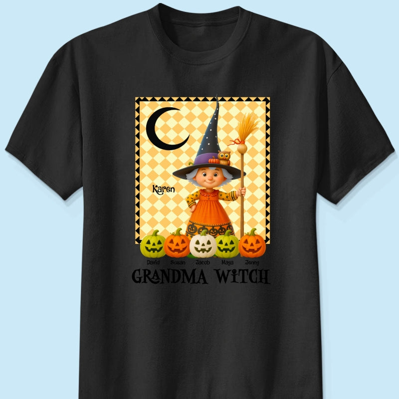 Grandma Witch Pumpkin Personalized Sweatshirt, Halloween Cozy Fall Sweatshirt for Grandma