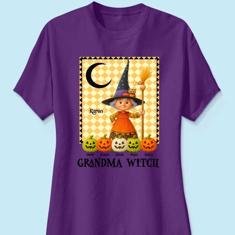 Grandma Witch Pumpkin Personalized Sweatshirt, Halloween Cozy Fall Sweatshirt for Grandma