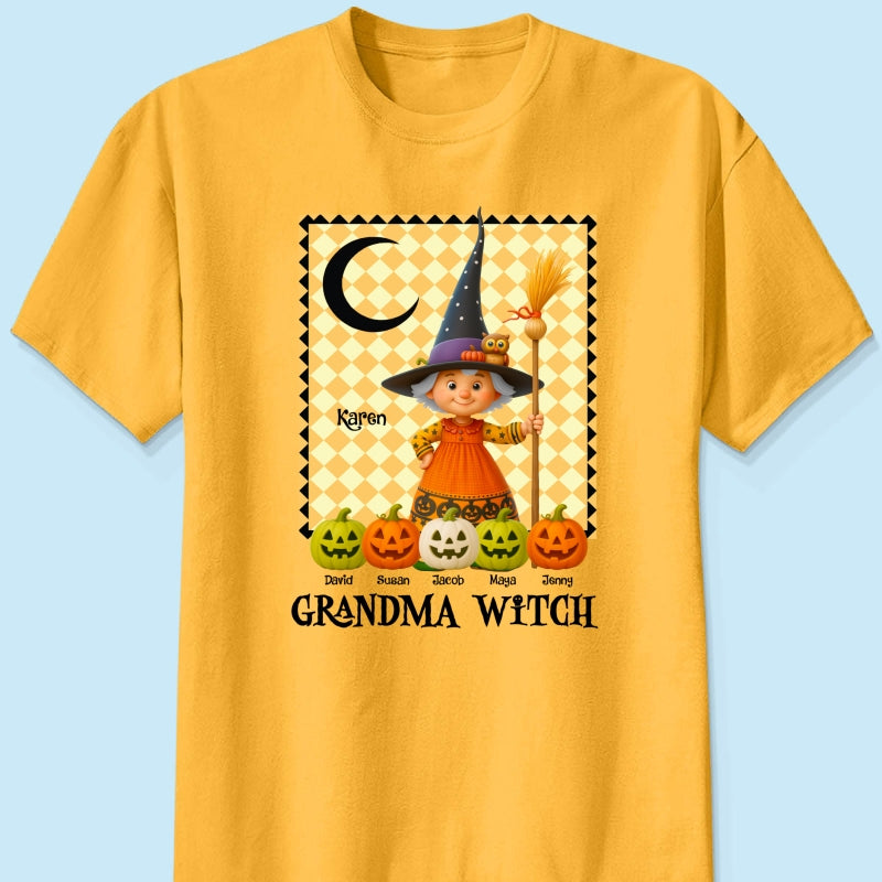 Grandma Witch Pumpkin Personalized Sweatshirt, Halloween Cozy Fall Sweatshirt for Grandma
