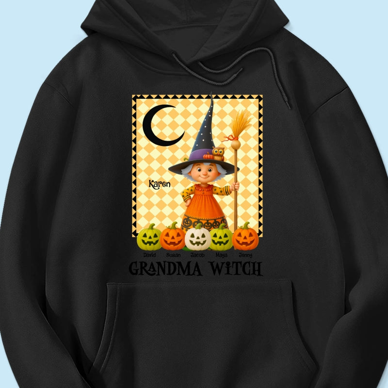 Grandma Witch Pumpkin Personalized Sweatshirt, Halloween Cozy Fall Sweatshirt for Grandma