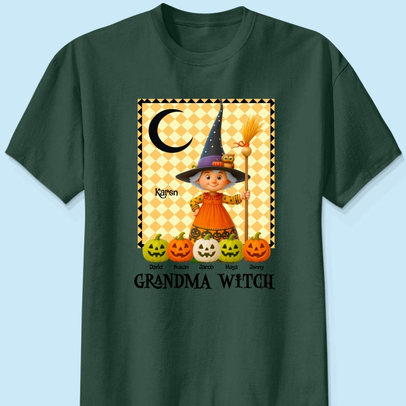 Grandma Witch Pumpkin Personalized Sweatshirt, Halloween Cozy Fall Sweatshirt for Grandma