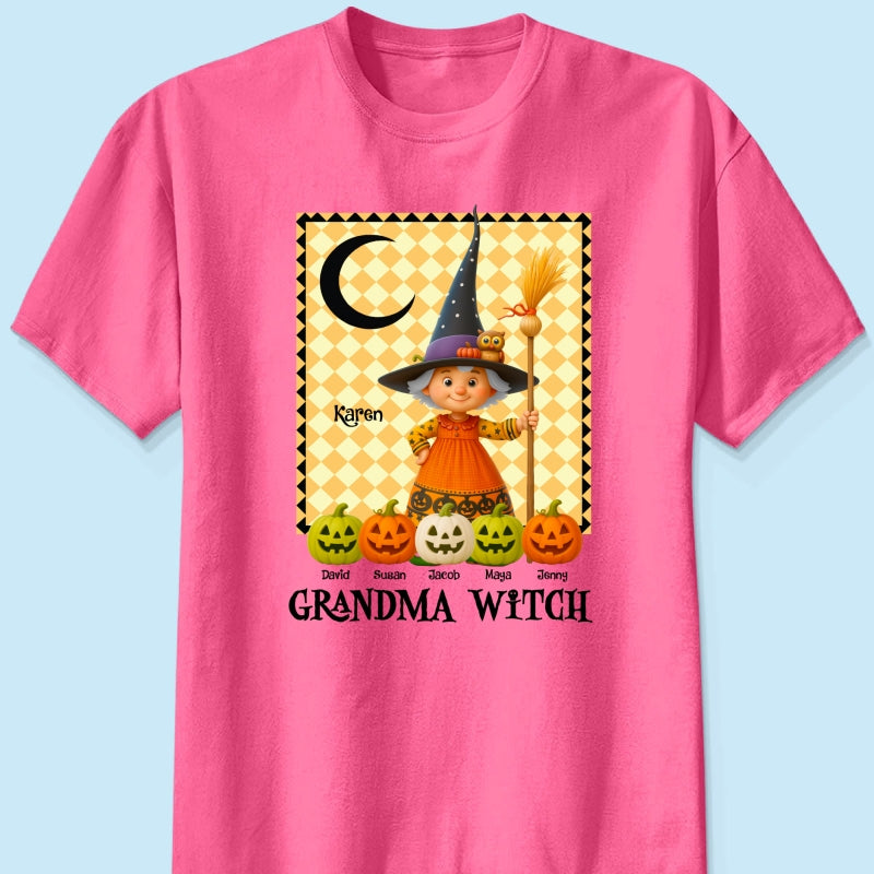 Grandma Witch Pumpkin Personalized Sweatshirt, Halloween Cozy Fall Sweatshirt for Grandma