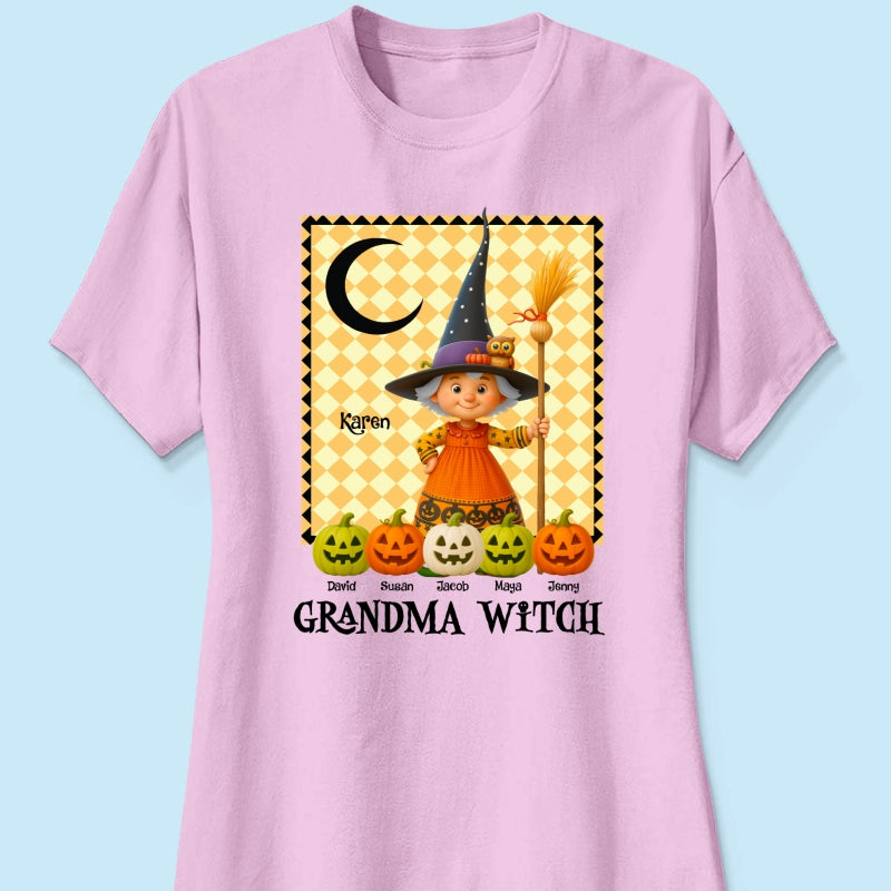 Grandma Witch Pumpkin Personalized Sweatshirt, Halloween Cozy Fall Sweatshirt for Grandma